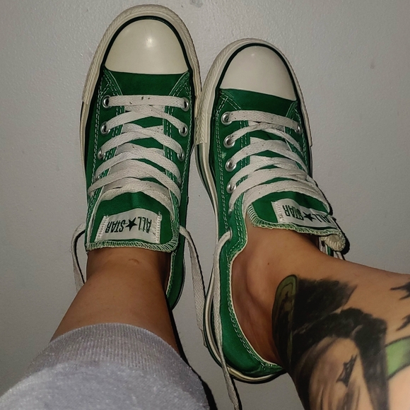 Well Loved Converse All Star Low Top Green Canvas Shoes M5 / W7 - Picture 8 of 16